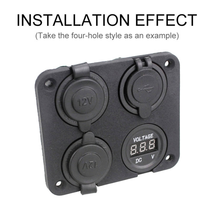 5 PCS 4-Hole Car Modified USB Charging Voltmeter Cigarette Lighter Panel, 4-Hole