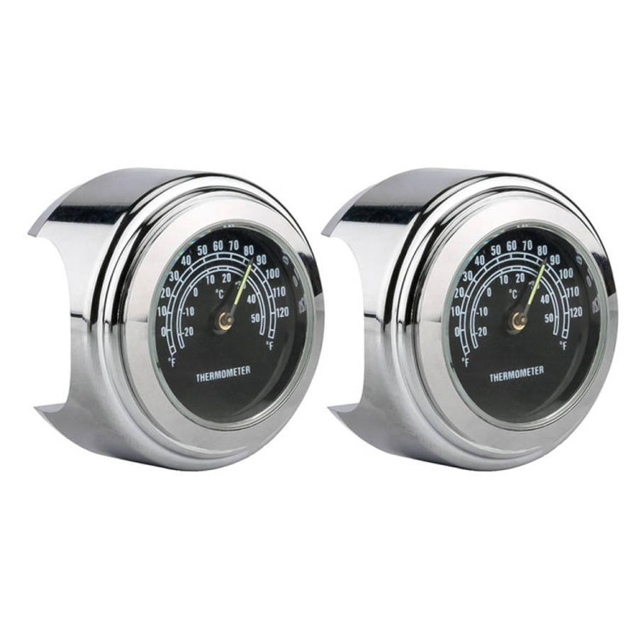 2 PCS Motorcycle 22-25mm Handlebar Thermometer, Thermometer (Black), Thermometer (White)