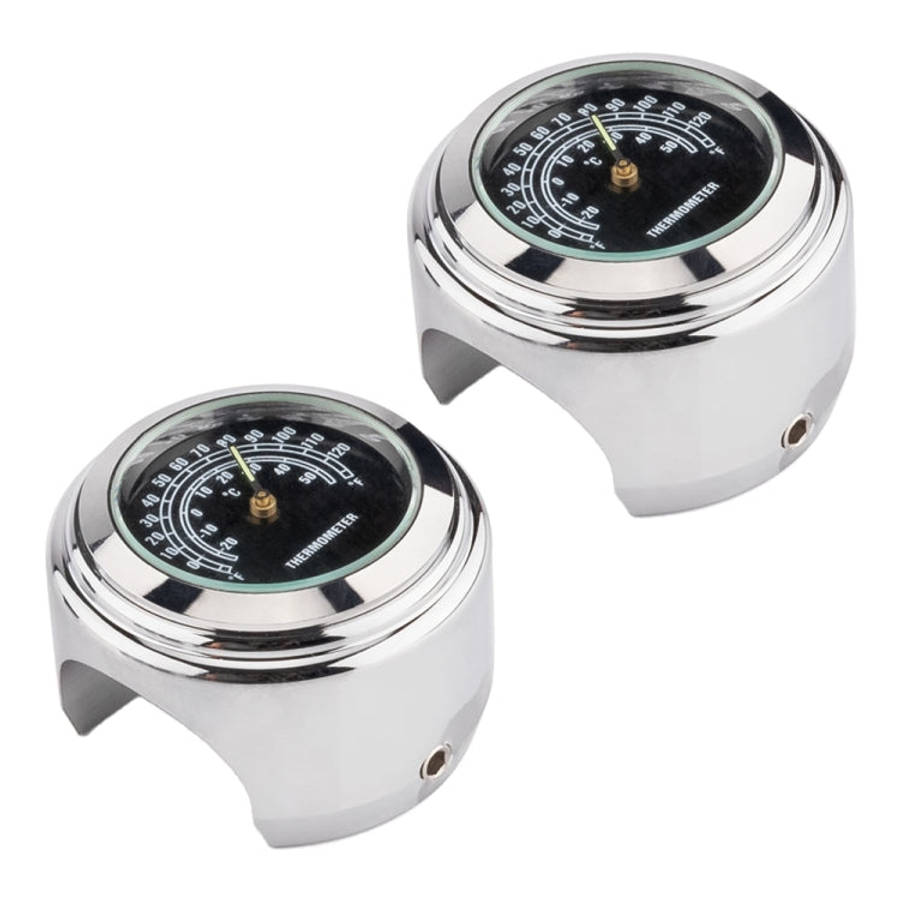 2 PCS Motorcycle 22-25mm Handlebar Thermometer, Thermometer (Black), Thermometer (White)