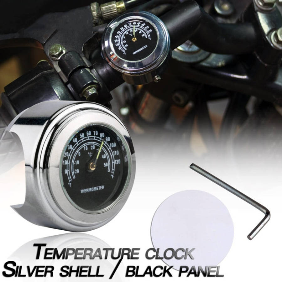 2 PCS Motorcycle 22-25mm Handlebar Thermometer, Thermometer (Black), Thermometer (White)
