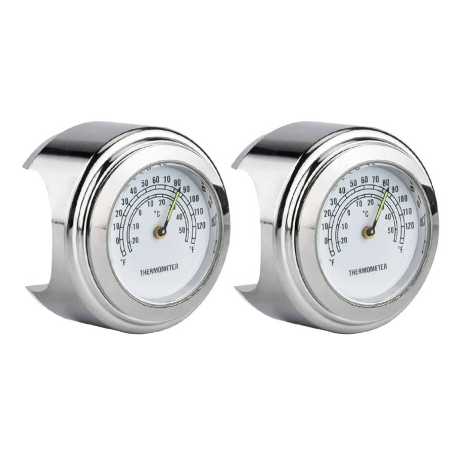 2 PCS Motorcycle 22-25mm Handlebar Thermometer, Thermometer (Black), Thermometer (White)