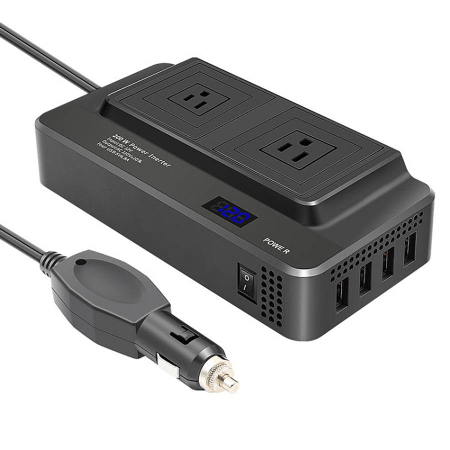 DC12V 200W AC110V Car Smart Multi-functional Digital Display Inverter, US Plug, US Plug