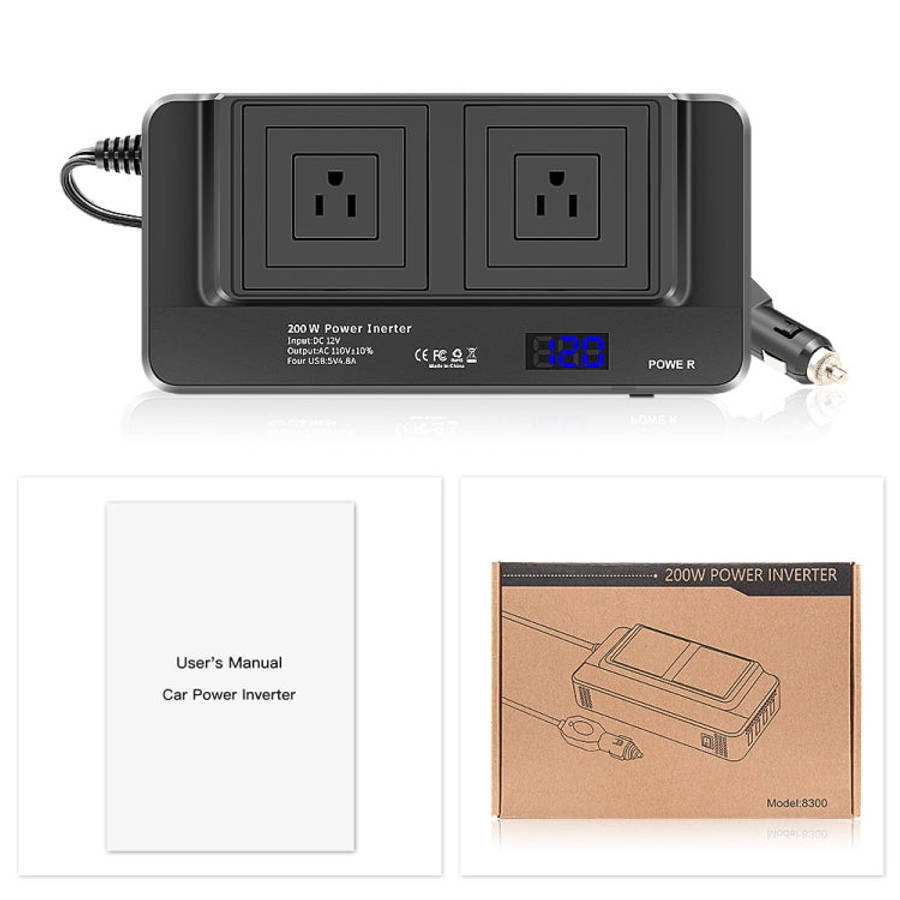 DC12V 200W AC110V Car Smart Multi-functional Digital Display Inverter, US Plug, US Plug
