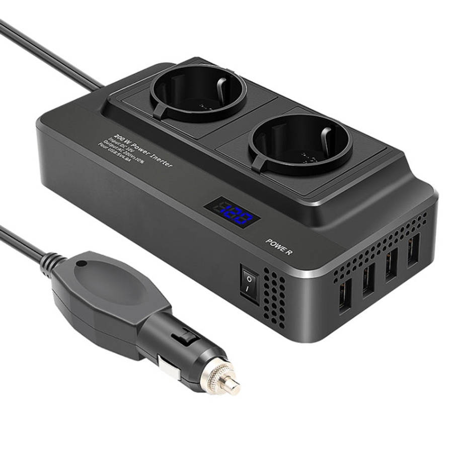 DC12V 200W AC220V Car Smart Multi-functional Digital Display Inverter, EU Plug, EU Plug