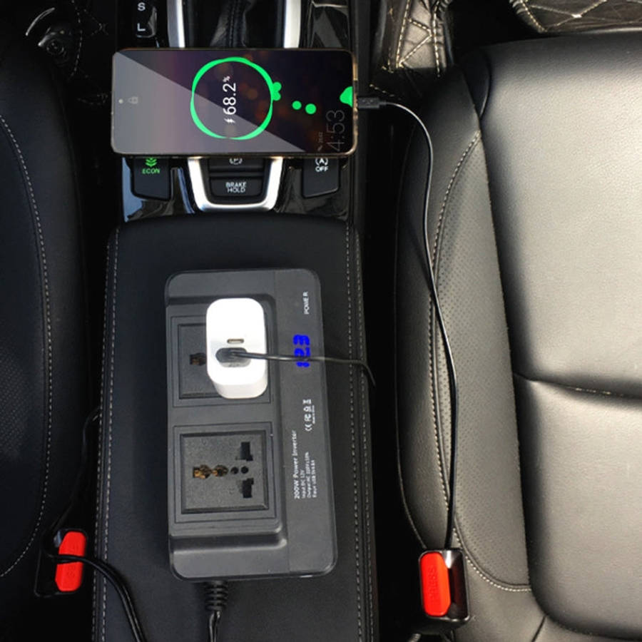 DC12V 200W AC220V Car Smart Multi-functional Digital Display Inverter, EU Plug, EU Plug