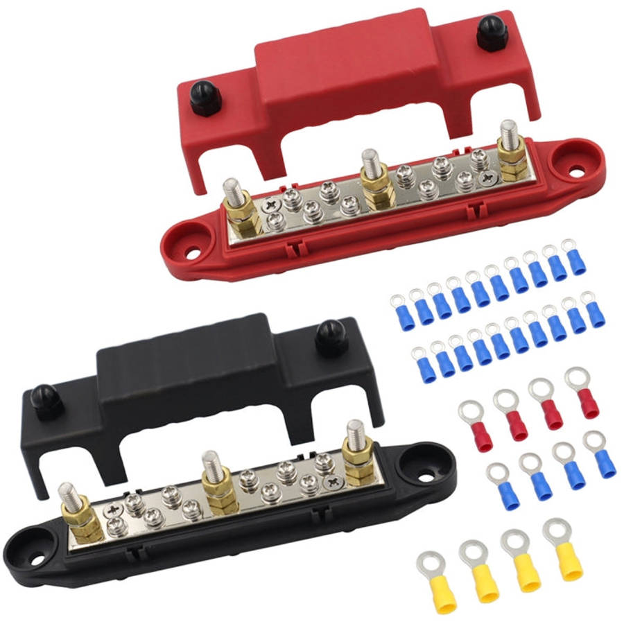 1 Pair 48V 150A M6 Power Distribution Terminal Block Battery Bus Bar Set with Terminal Block, M6 ...