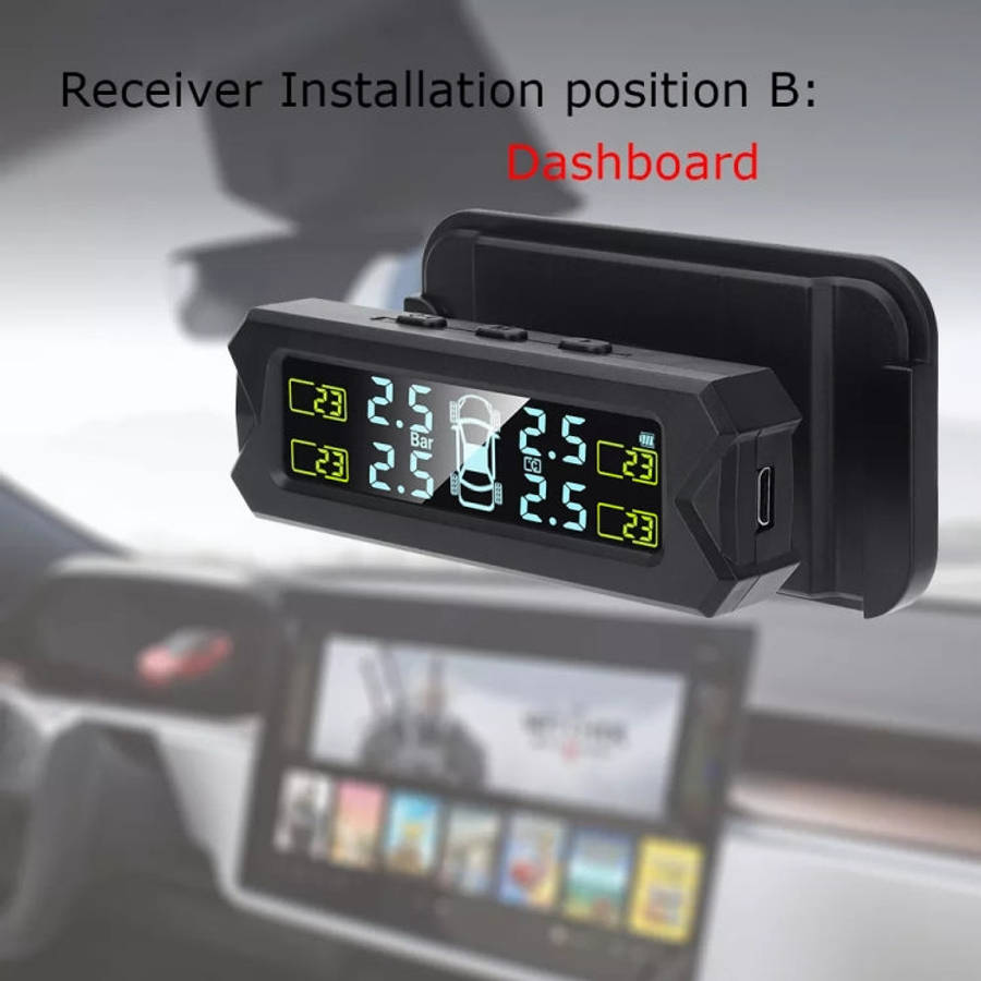 Car High Precision Solar Charging Tire Pressure Monitoring System TPMS, Built-in Beep Sensor, Bui...