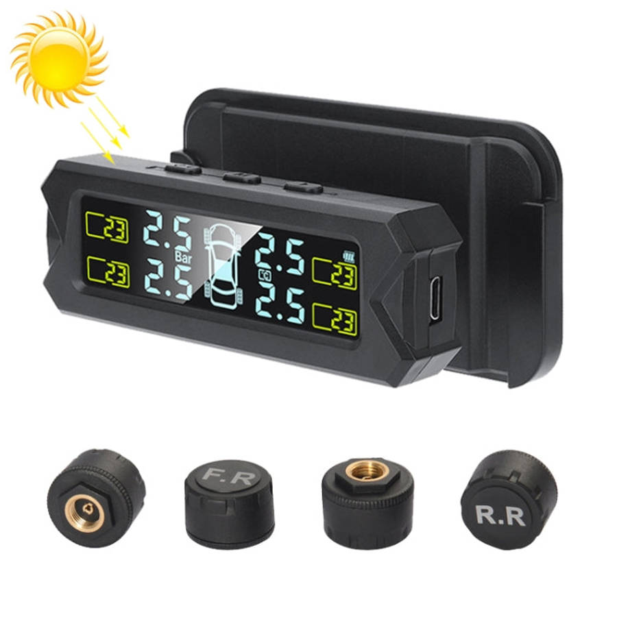 Car High Precision Solar Charging Tire Pressure Monitoring System TPMS, External Beep Sensor, Ext...