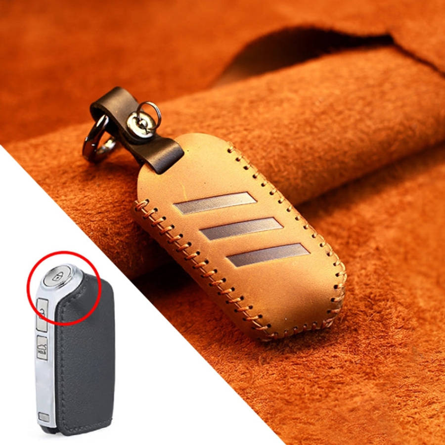 For Kia Car Cowhide Leather Key Protective Cover Key Case, Round Version, For Kia, Round Version