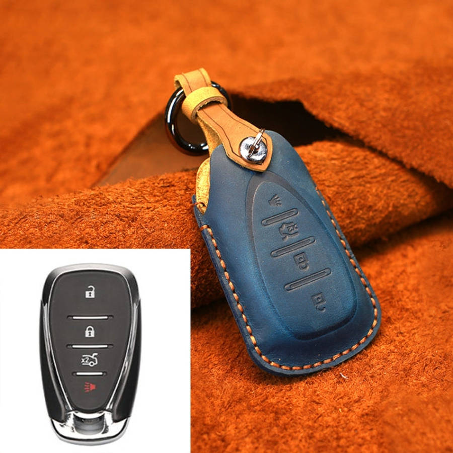For Chevrolet Car Cowhide Leather Key Protective Cover Key Case, Four Keys Version, For Chevrolet...