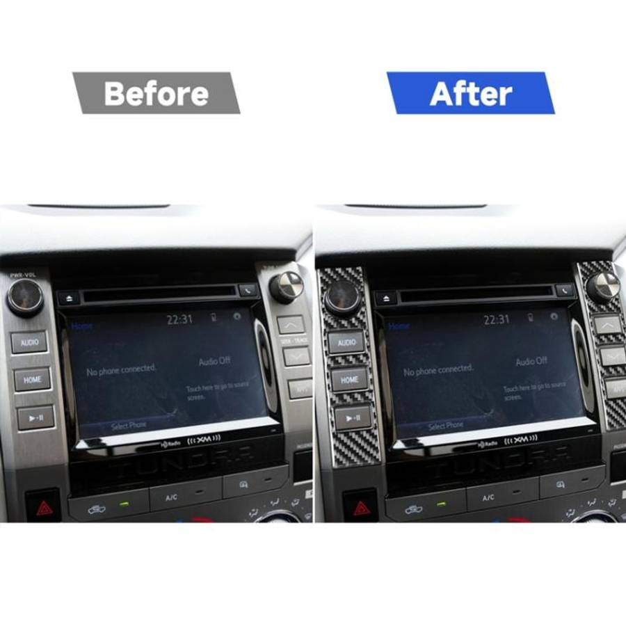 2 PCS / Set Carbon Fiber Car Central Control Volume Switch Decorative Sticker for Toyota Tundra 2...