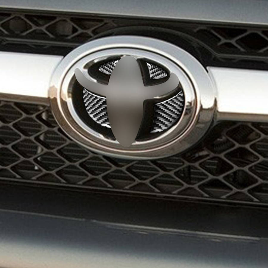 4 PCS / Set Carbon Fiber Car Front Middle Net Logo Decorative Sticker for Toyota 4Runner 2010-202...