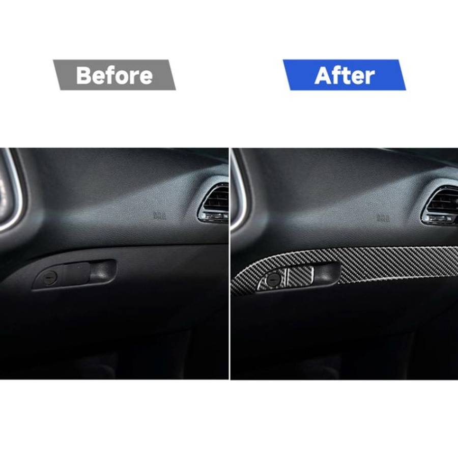 Carbon Fiber Car Co-pilot Storage Box Set Decorative Sticker for Dodge Challenger 2015 to Now, Le...