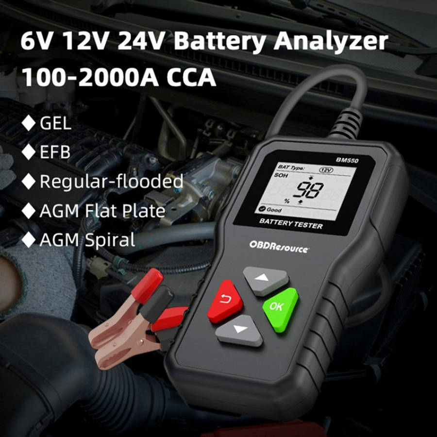 BM550 6V / 12V / 24V 3 in 1 Battery Tester Analyzer Battery Life Detector, BM550
