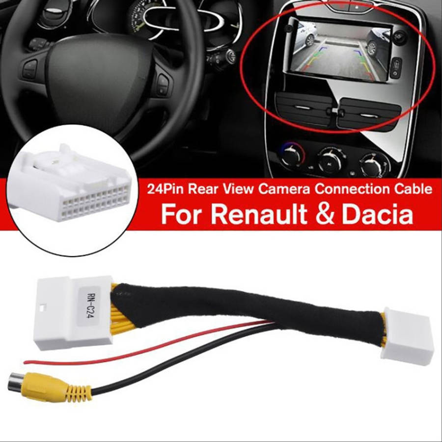 For Renault Car 24Pin Video Input Switch Reverse Parking Camera RCA Adapter Cable, For Renault