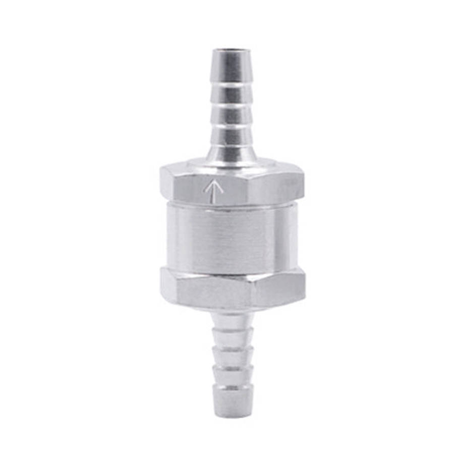 Car 6mm Aluminium Alloy Fuel Petrol One Way Non Return Check Valve, 6mm Silver