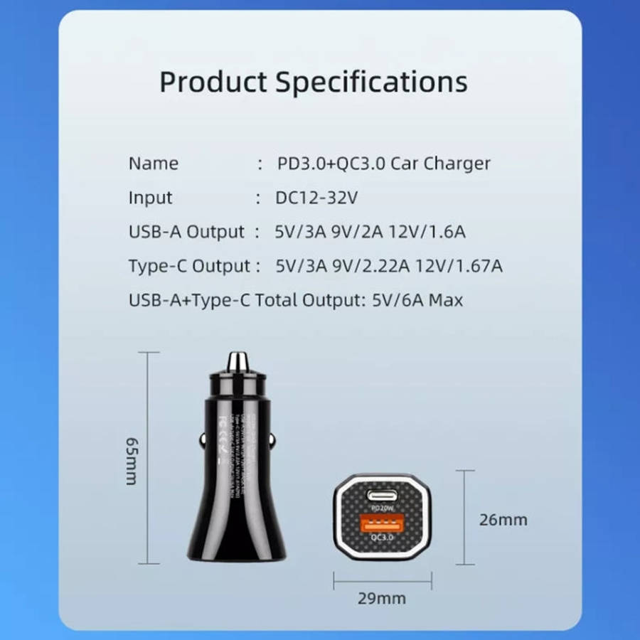 PD + QC3.0 Car 2 in 1 Square Fast Charger Car Cigarette Lighter, Car Square Charger