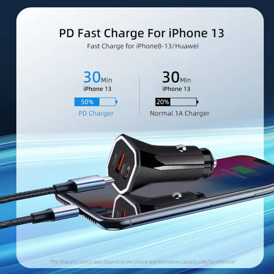 PD + QC3.0 Car 2 in 1 Square Fast Charger Car Cigarette Lighter, Car Square Charger