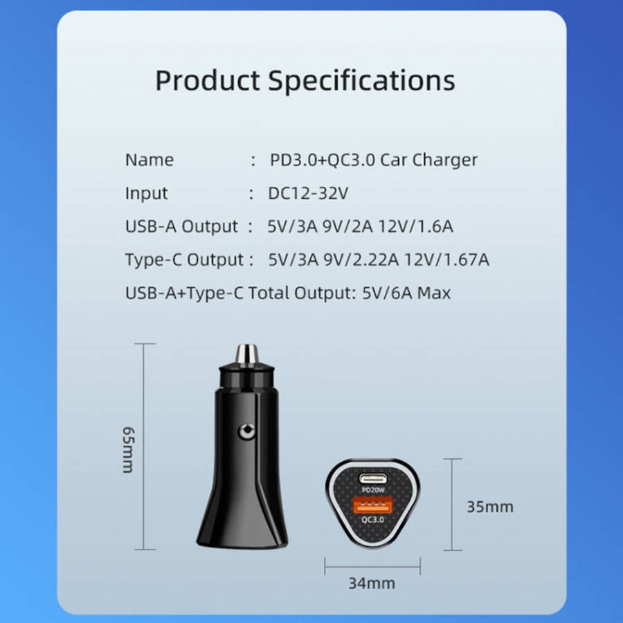 PD + QC3.0 Car 2 in 1 Triangle Fast Charger Car Cigarette Lighter, Car Triangle Charger