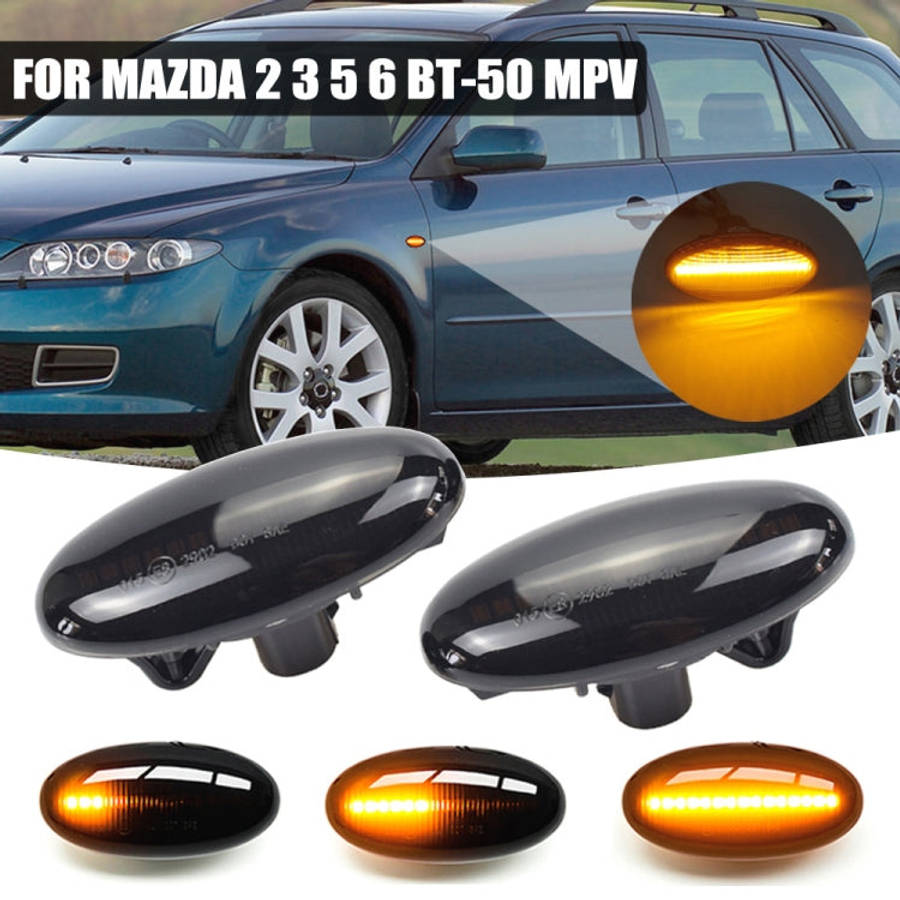 2pcs For Mazda 2 DY 2003-2007 Car Dynamic LED Fender Side Light, For Mazda 2 DY 2003-2007 (Transp...