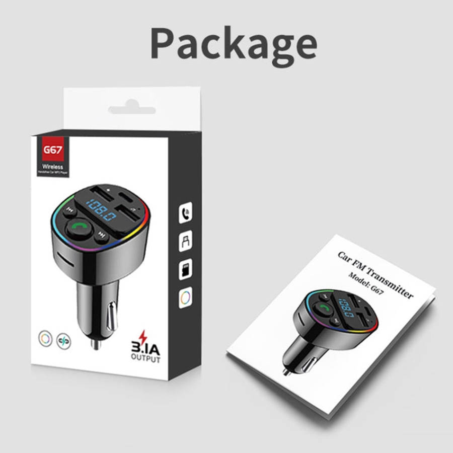Car Bluetooth MP3 Player Audio FM Transmitter with Ambient Light, MP3 Player