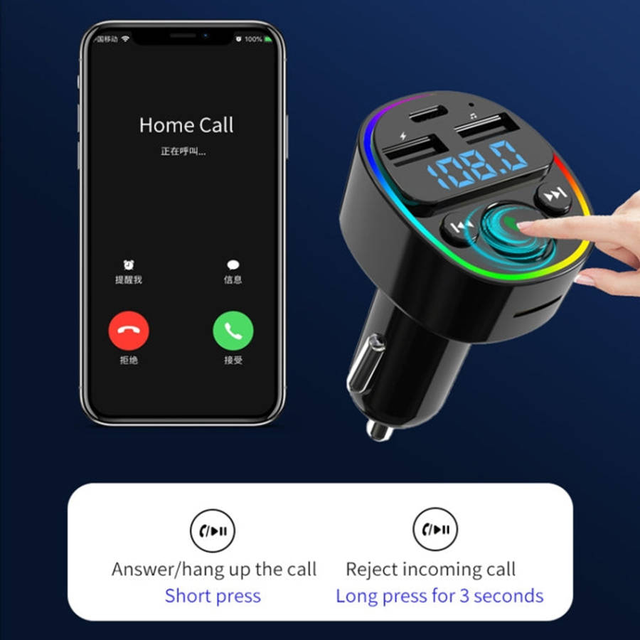 Car Bluetooth MP3 Player Audio FM Transmitter with Ambient Light, MP3 Player