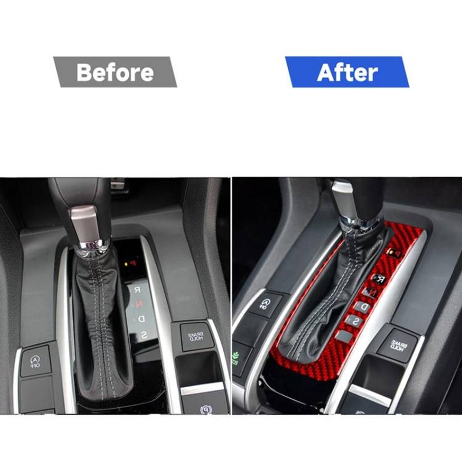 Car Carbon Fiber Gear Button Frame Decorative Sticker for Honda Tenth Generation Civic 2016-2019,...