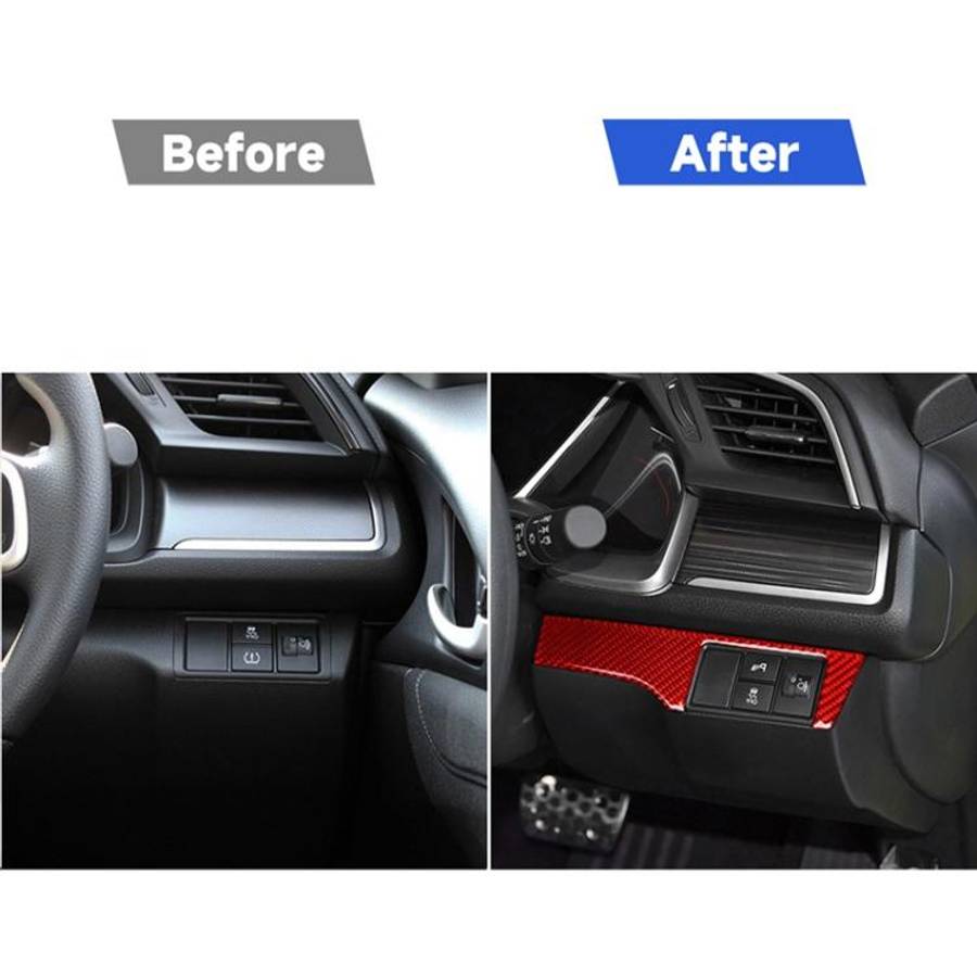 Car Carbon Fiber Headlight Switch Panel Decorative Sticker for Honda Tenth Generation Civic 2016-...