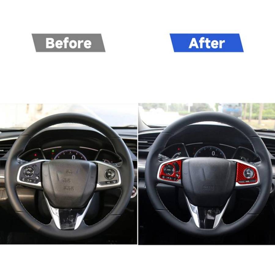 Car Carbon Fiber Steering Wheel Button High Configuration Decorative Sticker for Honda Tenth Gene...