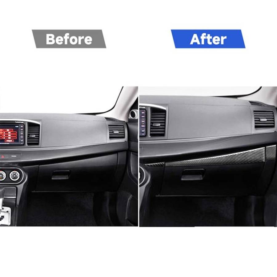 Car Carbon Fiber Passenger Side Glove Box Decorative Sticker for Mitsubishi Lancer EVO 2008-2015,...