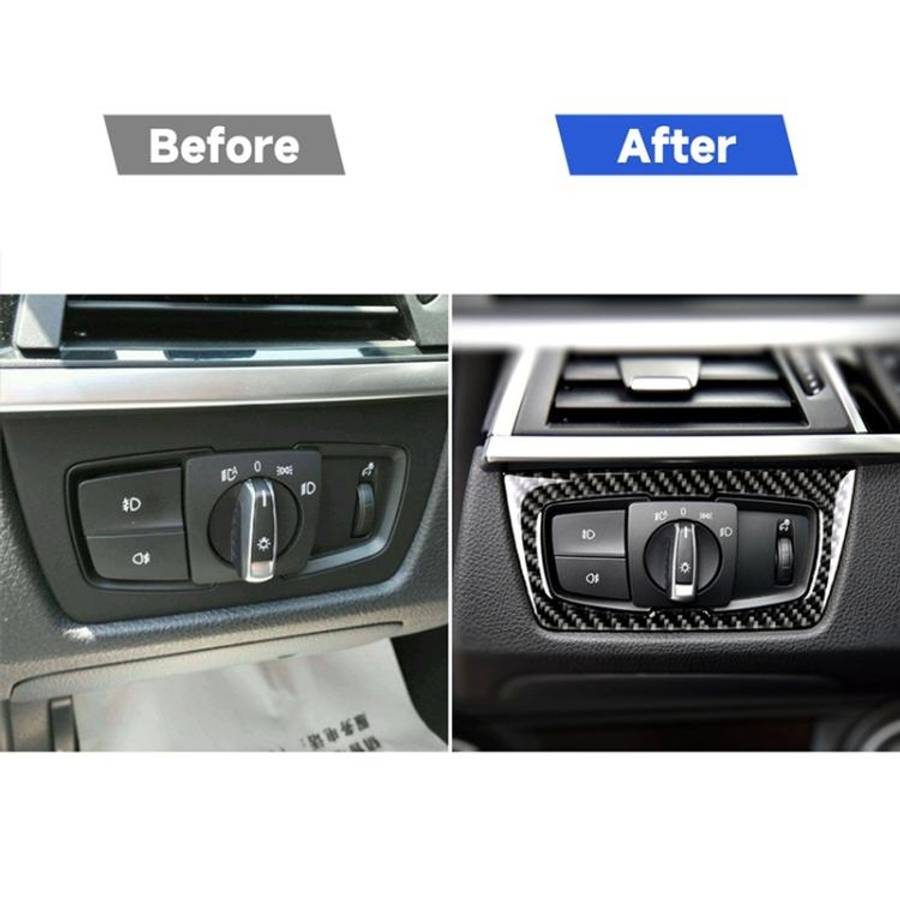 Carbon Fiber Car Headlight Switch Decorative Sticker for BMW F30 2013-2017 / F34 2013-2017, Headl...