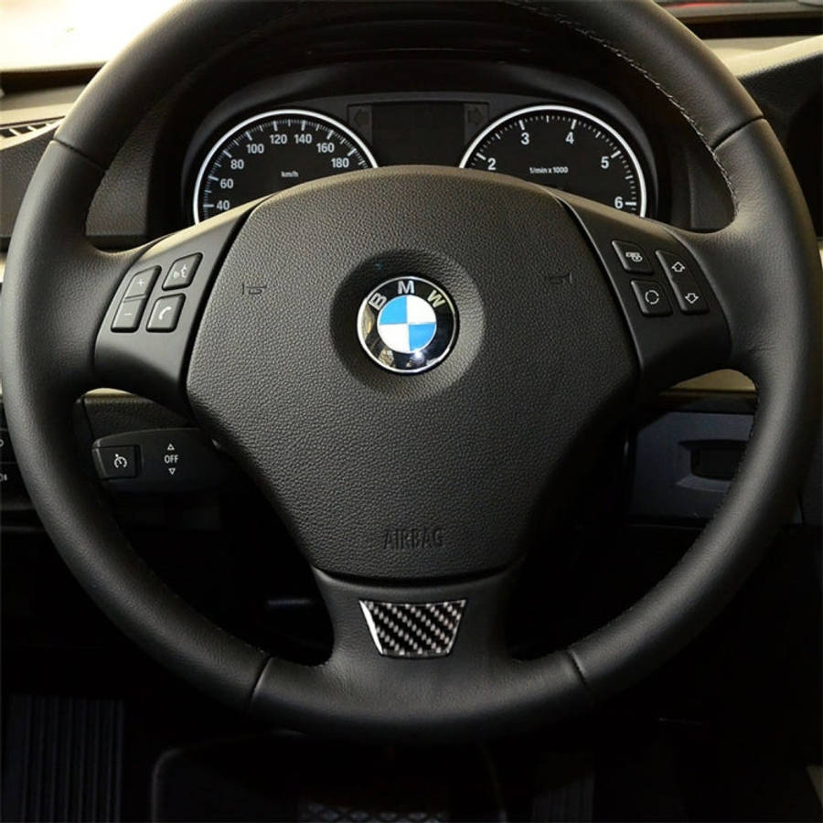 Little B Version Carbon Fiber Car Steering Wheel Decorative Sticker for BMW E90 2005-2012, Steeri...
