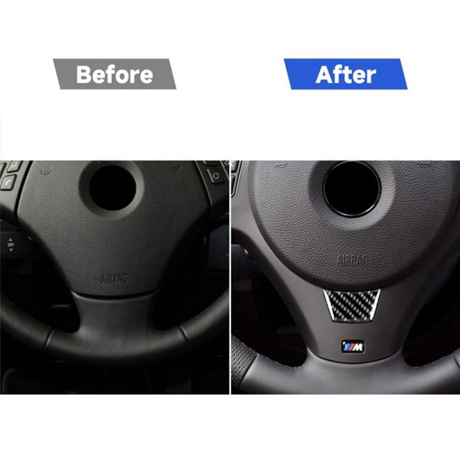 Little B Version Carbon Fiber Car Steering Wheel Decorative Sticker for BMW E90 2005-2012, Steeri...