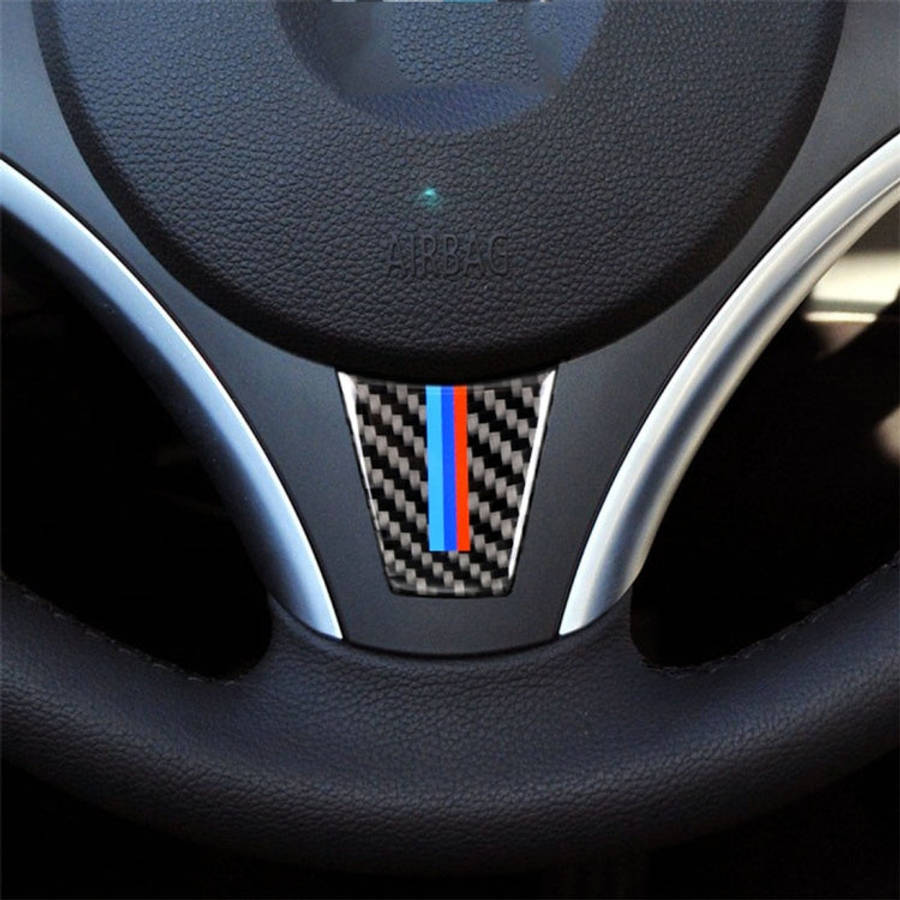 Large A Version Three Color Carbon Fiber Car Steering Wheel Decorative Sticker for BMW E90 2005-2...