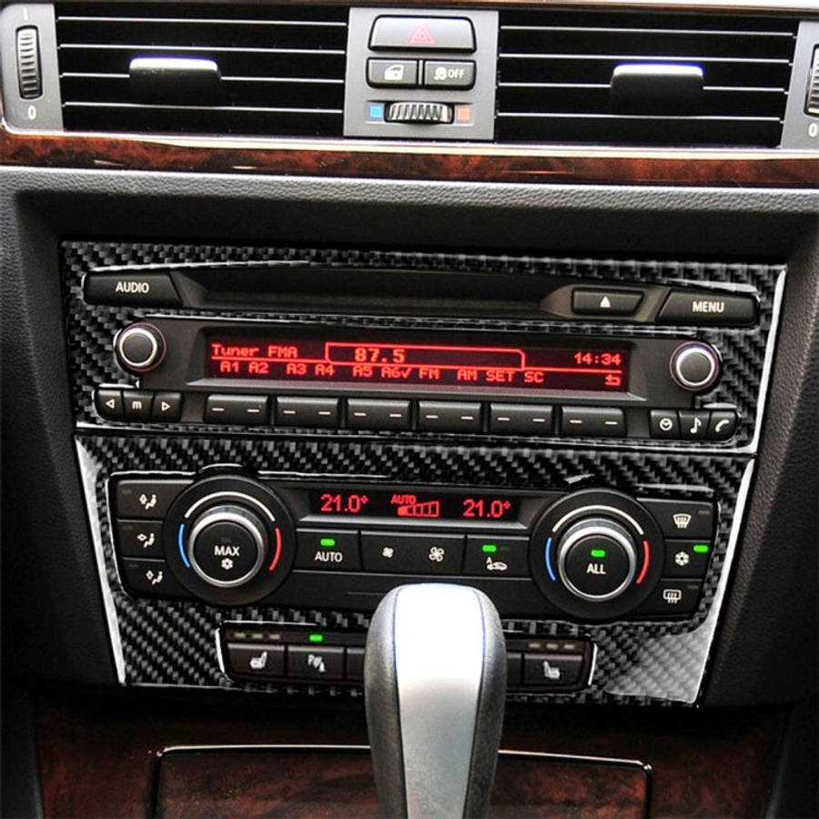 Carbon Fiber Car Central Control CD Panel Decorative Sticker for BMW E90 / E92 2005-2012, Non Nav...