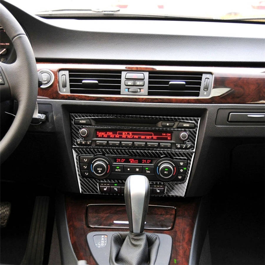 Carbon Fiber Car Central Control CD Panel Decorative Sticker for BMW E90 / E92 2005-2012, Non Nav...