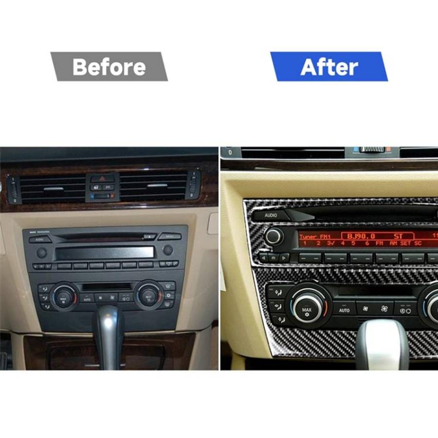 Carbon Fiber Car Central Control CD Panel Decorative Sticker for BMW E90 / E92 2005-2012, Non Nav...