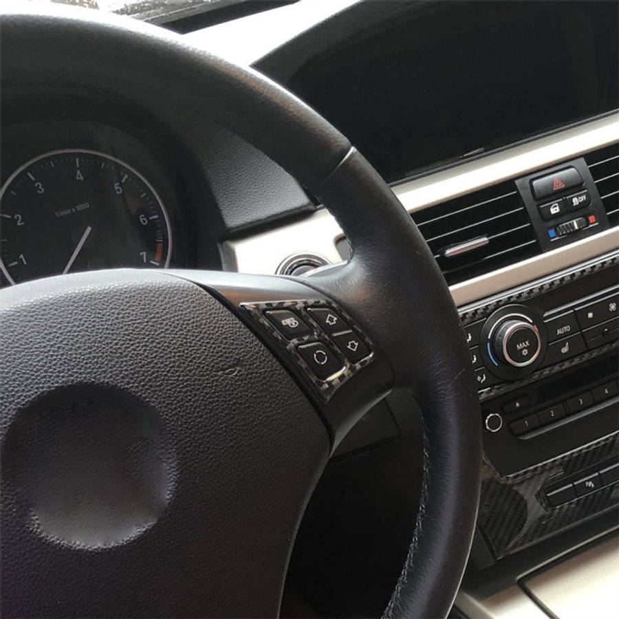 Three Color Carbon Fiber Car Steering Wheel Key Frame Decorative Sticker for BMW E90 2005-2012, K...