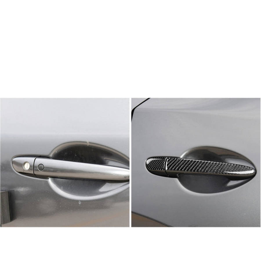 One Set Car Carbon Fiber Outside Door Handle without Smart Hole Decorative Sticker for Mazda CX-5...