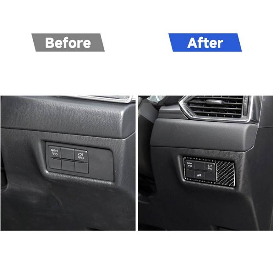 Car Carbon Fiber Headlight Panel Decorative Sticker for Mazda CX-5 2017-2018, Right Drive, Headli...