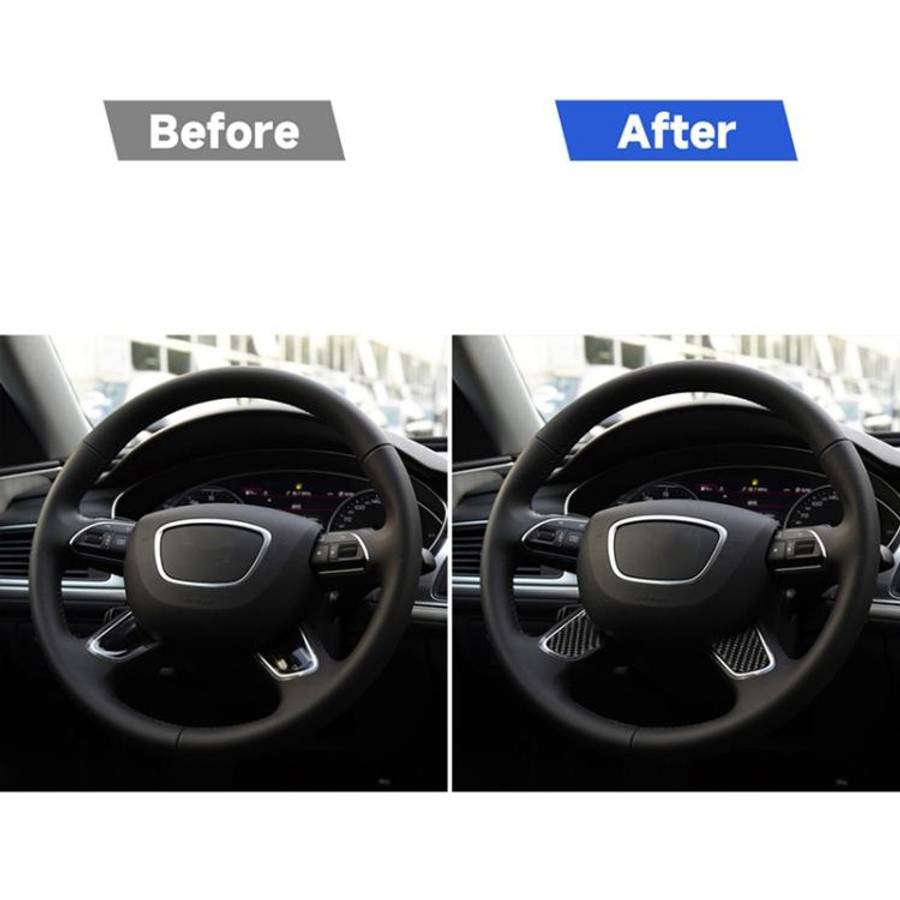 Car Carbon Fiber Steering Wheel Button Decorative Sticker for Audi A6 S6 C7 A7 S7 4G8 2012-2018, ...
