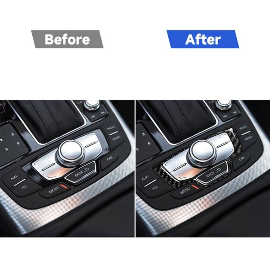 Car Carbon Fiber Multimedia Panel Decorative Sticker for Audi A6 S6 C7 A7 S7 4G8 2012-2018, Left ...