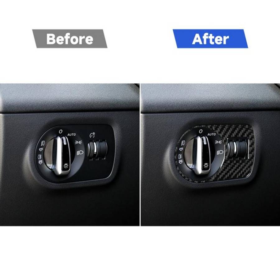 Car Carbon Fiber Headlight Switch Decorative Sticker for Audi TT 8n 8J MK123 TTRS 2008-2014, Left...