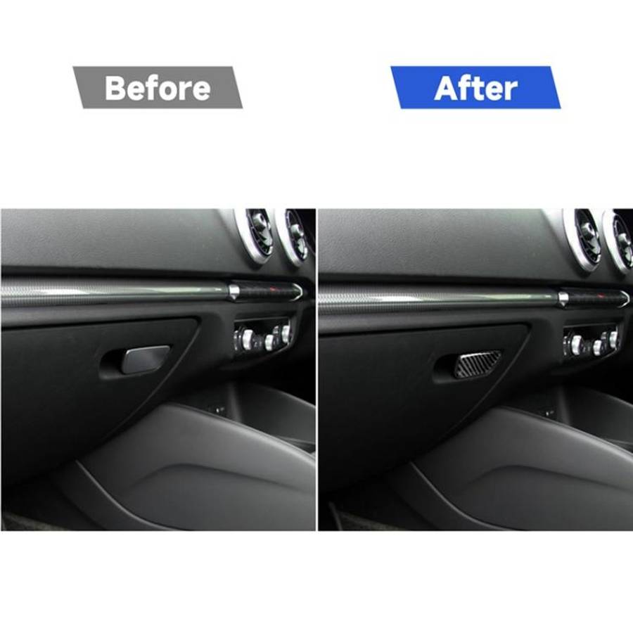Car Carbon Fiber Passenger Seat Hand Box Switch Decorative Sticker for Audi A3 / 8V 2014-2019, Ri...