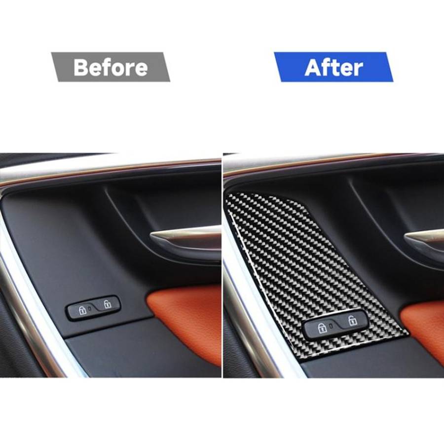 4 PCS Car Carbon Fiber Window Lifting Button Decorative Stickers for Volvo V60 / XC60 2010-2017 /...