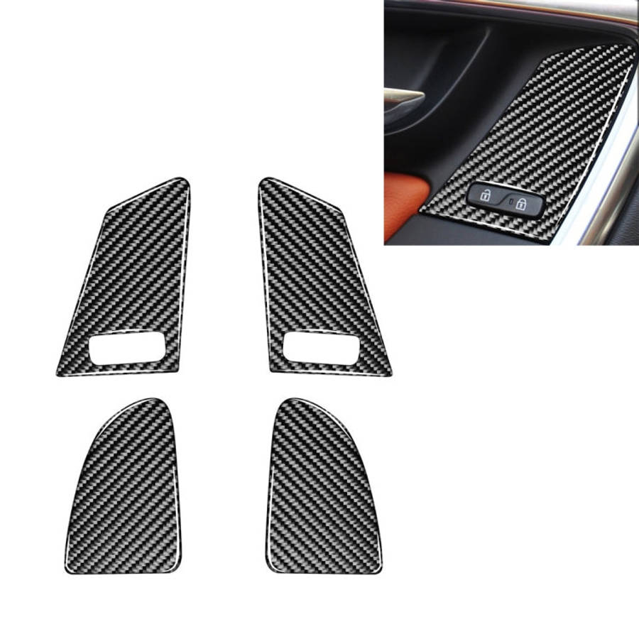 4 PCS Car Carbon Fiber Window Lifting Button Decorative Stickers for Volvo V60 / XC60 2010-2017 /...