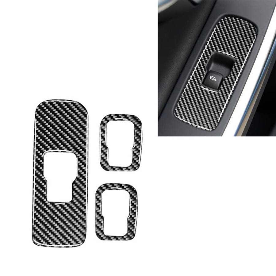 3 PCS Car Carbon Fiber Window Lifting Button Decorative Stickers for Volvo V60 2010-2017 / S60 20...