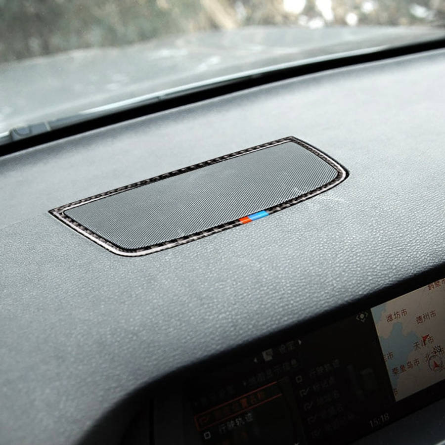 Car Carbon Fiber Tricolor Dashboard Horn Frame Decorative Sticker for BMW E70 X5 / E71 X6 2008-20...