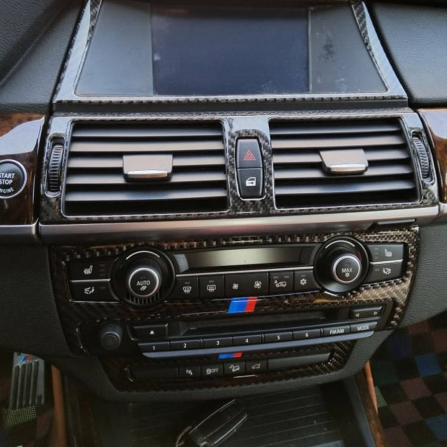Car Carbon Fiber Solid Color Navigation Frame Decorative Sticker for BMW E70 X5 / E71 X6 2008-201...