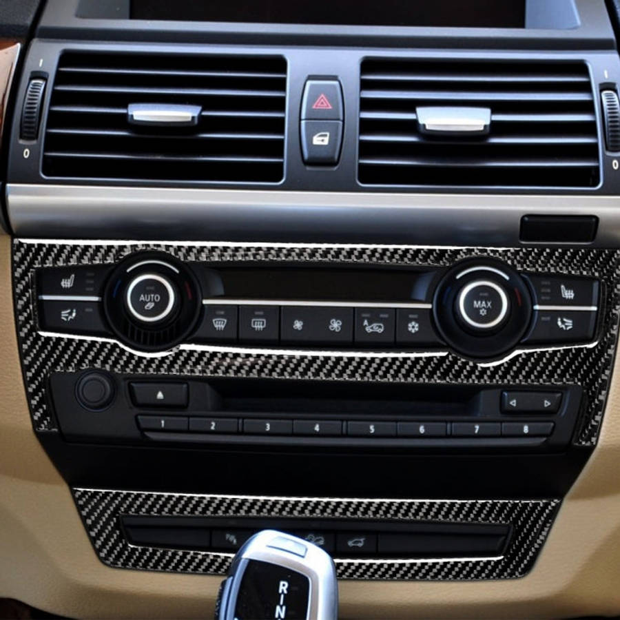 2 in 1 Car Carbon Fiber Solid Color Air Conditioner Set Decorative Sticker for BMW E70 X5 2008-20...